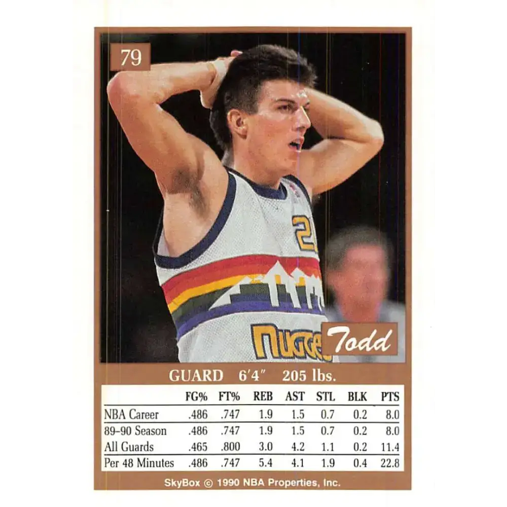 1990-91 SkyBox #79 Todd Lichti EX Excellent RC Rookie Denver Nuggets Basketball Card