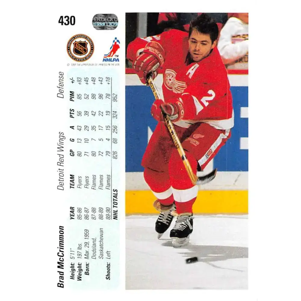 1990-91 Upper Deck #430 Brad McCrimmon NM-MT Hockey Card - Hockey Card Single