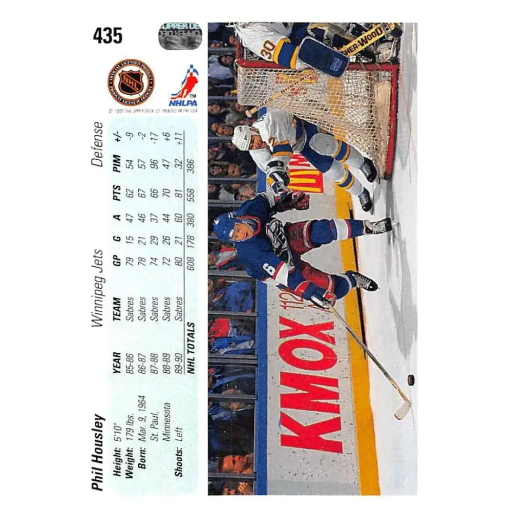 1990-91 Upper Deck #435 Phil Housley NM-MT Buffalo Sabres Hockey Card - Hockey Card Single