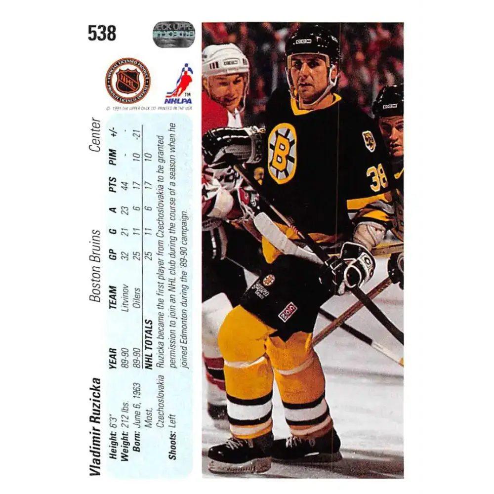 1990-91 Upper Deck #538 Vladimir Ruzicka NM-MT RC Rookie Hockey Card - Hockey Card Single