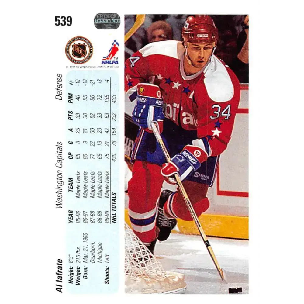 1990-91 Upper Deck #539 Al Iafrate NM-MT Hockey Card - Hockey Card Single