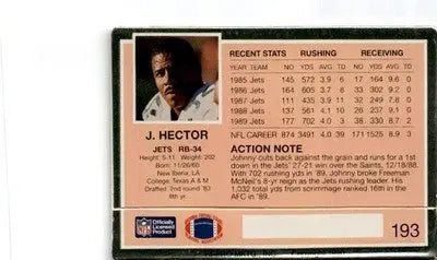 1990 Action Packed #193 Johnny Hector - Football Card Single