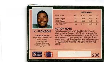 1990 Action Packed #206 Keith Jackson - Football Card Single