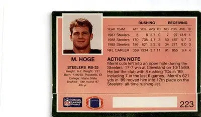 1990 Action Packed #223 Merril Hoge - Football Card Single