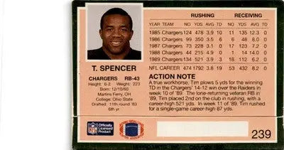 1990 Action Packed #239 Tim Spencer - Football Card Single