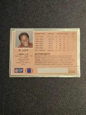 1990 Action Packed #244 Ronnie Lott - Football Card Single