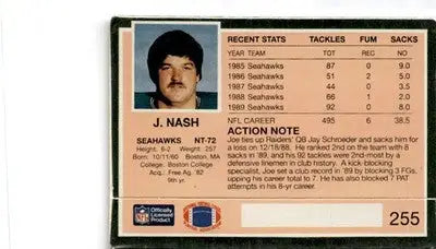 1990 Action Packed #255 Joe Nash - Football Card Single