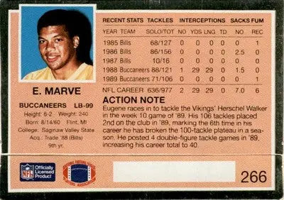 1990 Action Packed #266 Eugene Marve - Football Card Single