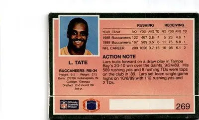 1990 Action Packed #269 Lars Tate - Football Card Single
