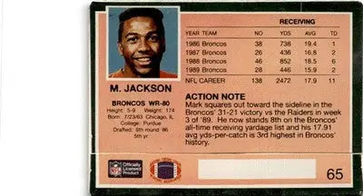 1990 Action Packed #65 Mark Jackson - Football Card Single