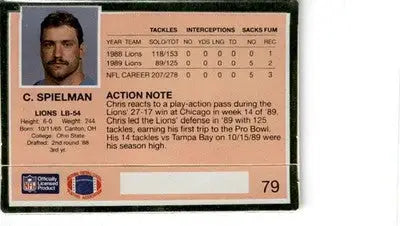1990 Action Packed #79 Chris Spielman - Football Card Single
