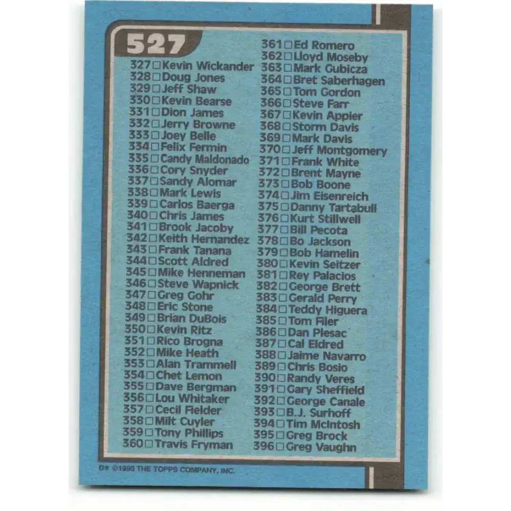 1990 Bowman #527 Checklist 265-396 NM-MT Checklist Baseball Card - Baseball Card Single