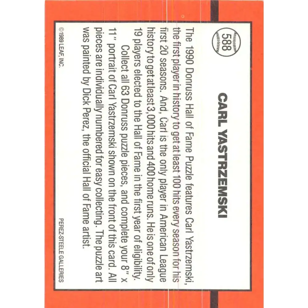1990 Donruss #588 Carl Yastrzemski VG-EX Boston Red Sox Baseball Card - Baseball Card Single