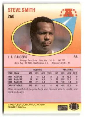 1990 Fleer #260 Steve Smith - Football Card Single