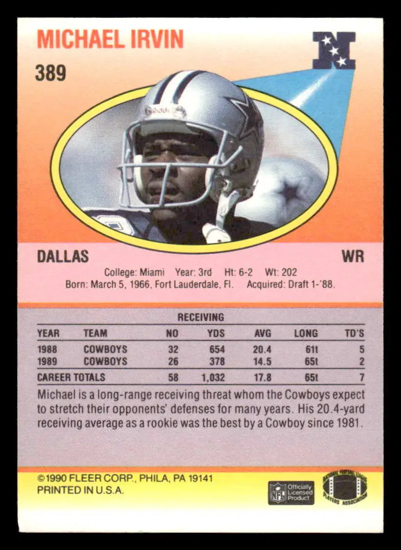 1990 Fleer #389 Michael Irvin - Football Card Single
