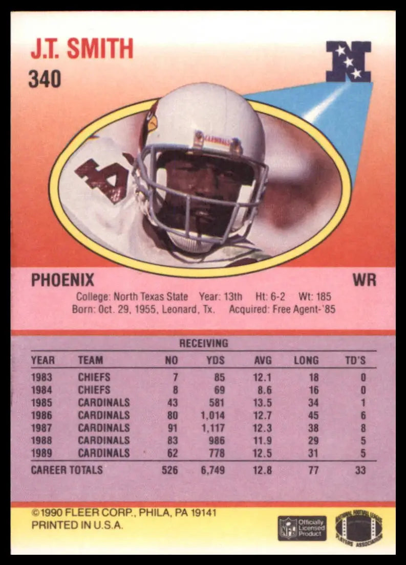 1990 Fleer J.T. Smith 340 Phoenix Cardinals NM - Football Card Single