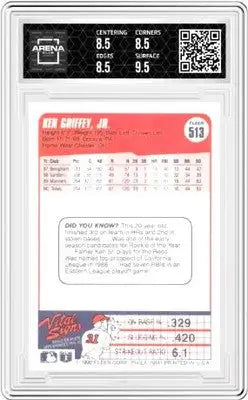 Graded Fleer Ken Griffey baseball trading card 1990 Fleer Ken Griffey Jr #513