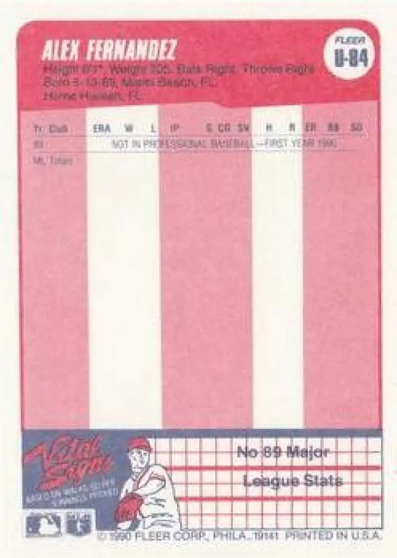 1990 Fleer Update #U-84 Alex Fernandez NM-MT RC Rookie Chicago White Sox Baseball Card - Baseball Card Single