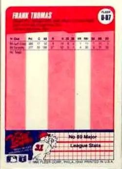 1990 Fleer Update #U-87 Frank Thomas NM-MT RC Rookie Chicago White Sox Baseball Card - Baseball Card Single