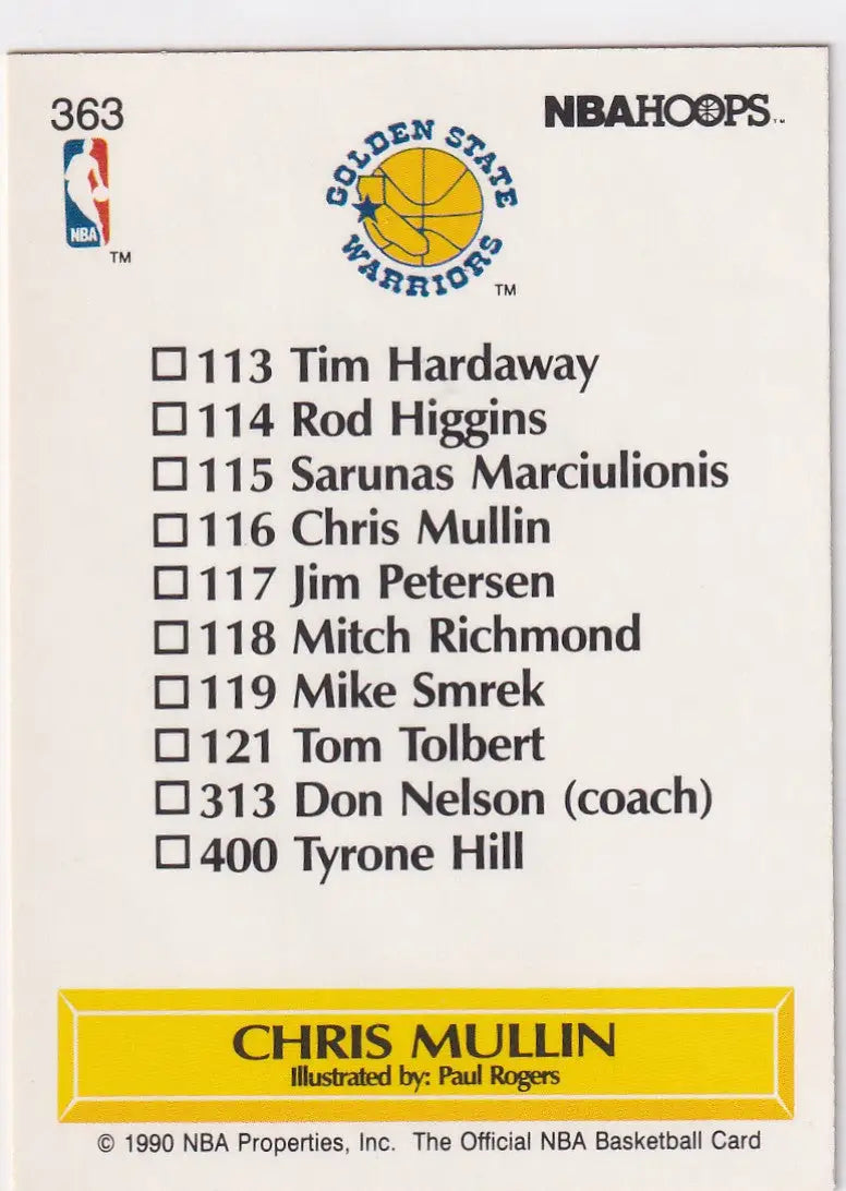 1990 HOOPS #363 CHRIS MULLIN- GOLDEN STATE WARRIORS - Basketball Card Single