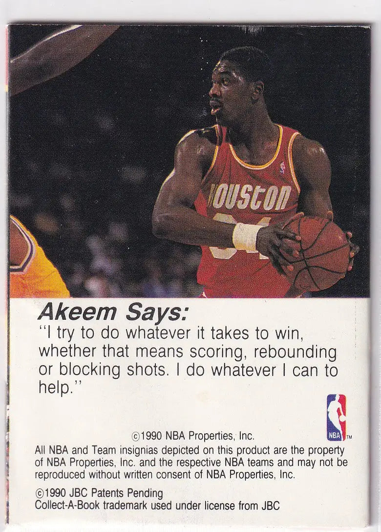 1990 HOOPS AKEEM OLAJUWON BOOKLET- HOUSTON ROCKETS - Basketball Card Single