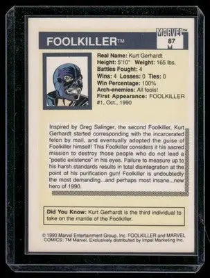 1990 Impel Marvel Rookies Foolkiller #87 - Marvel Card Single