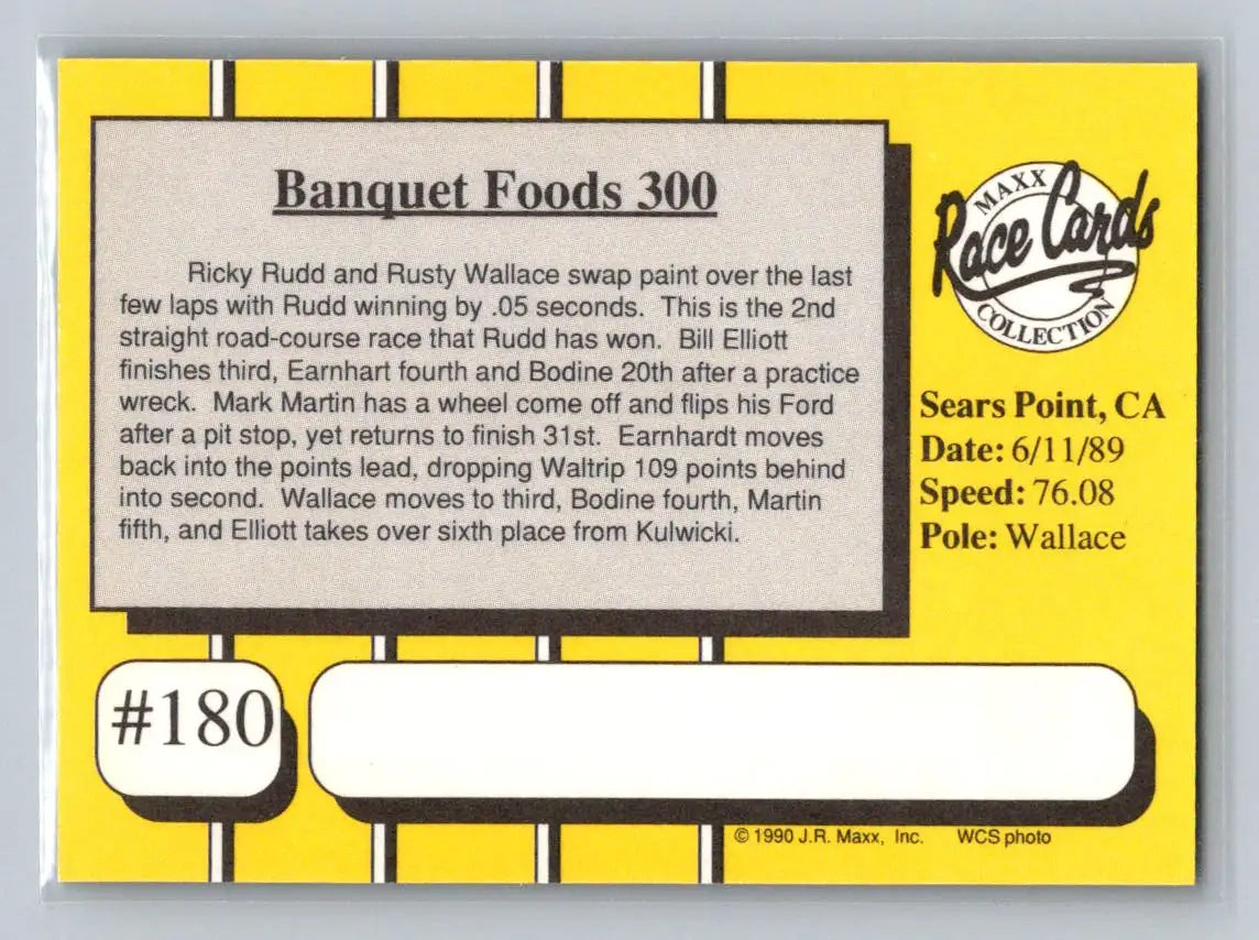 1990 Maxx #180 1989 Race #12 - Racing Card Single