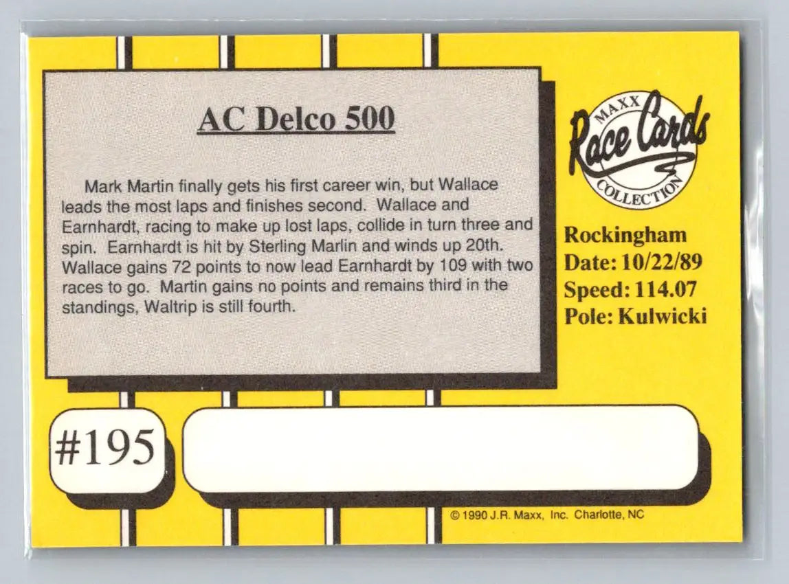 1990 Maxx #195 1989 Race #27 - Racing Card Single