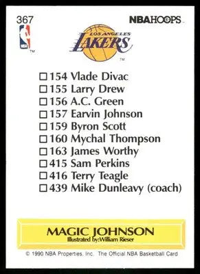 1990 NBA Hoops Magic Johnson #367 Basketball - Basketball Card Single