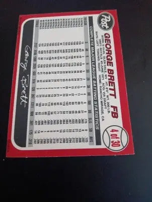 1990 Post - George Brett #4. Kansas City Royals. NRMT+ - Baseball Card Single