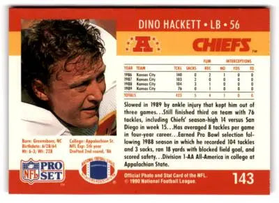 1990 Pro Set #143 Dino Hackett - Football Card Single