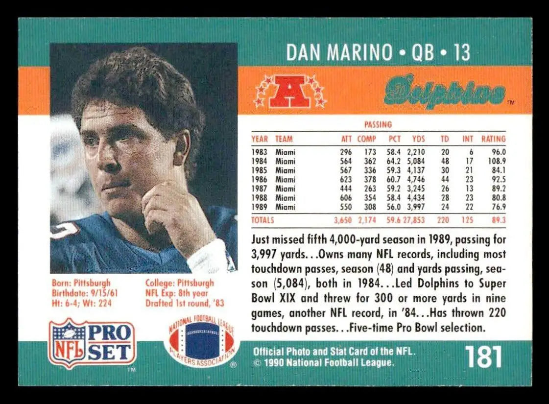 1990 Pro Set #181 Dan Marino - Football Card Single