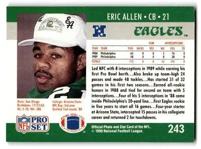 1990 Pro Set #243 Eric Allen - Football Card Single