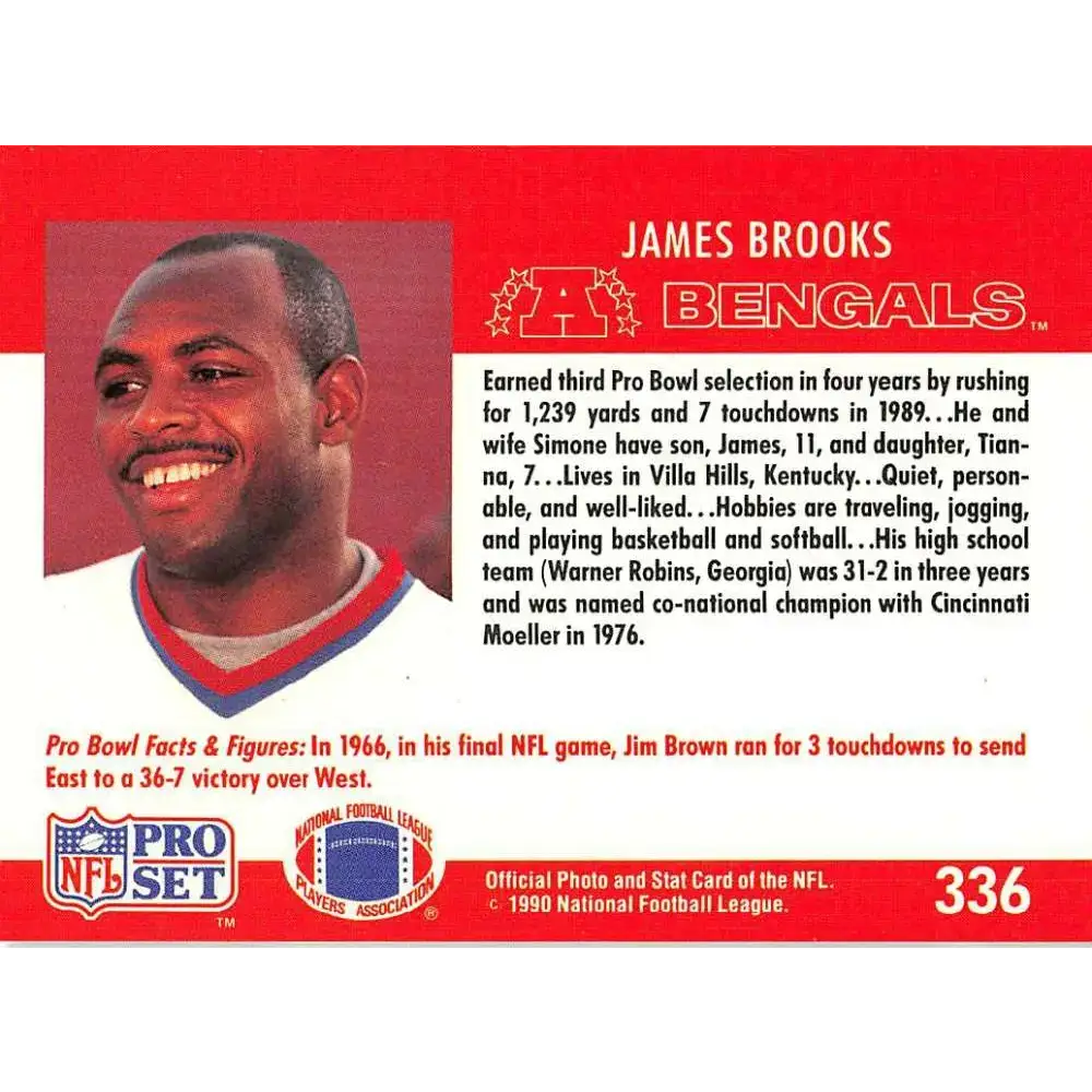 1990 Pro Set #336 James Brooks NM-MT Cincinnati Bengals Football Card - Football Card Single