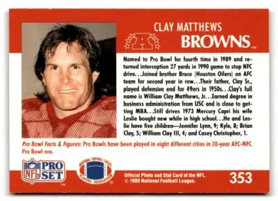 1990 Pro Set #353 Clay Matthews - Football Card Single