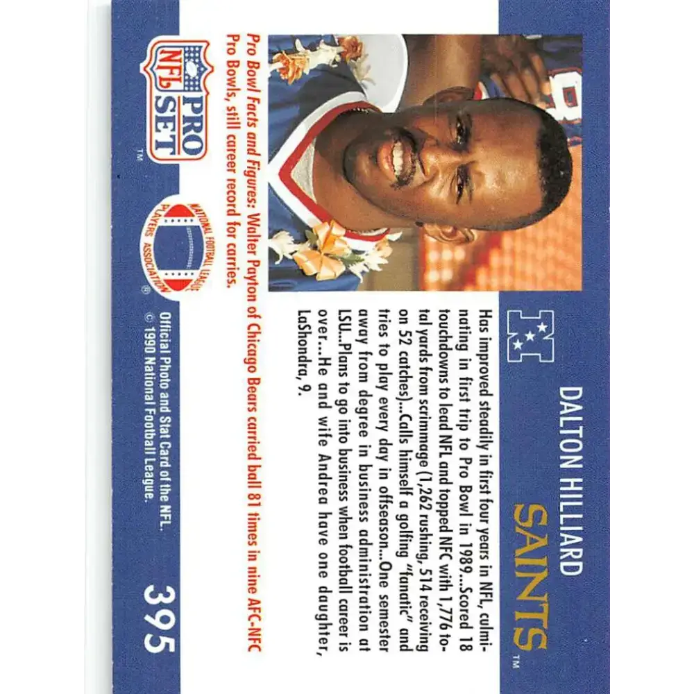 1990 Pro Set #395 Dalton Hilliard NM-MT New Orleans Saints Football Card - Football Card Single