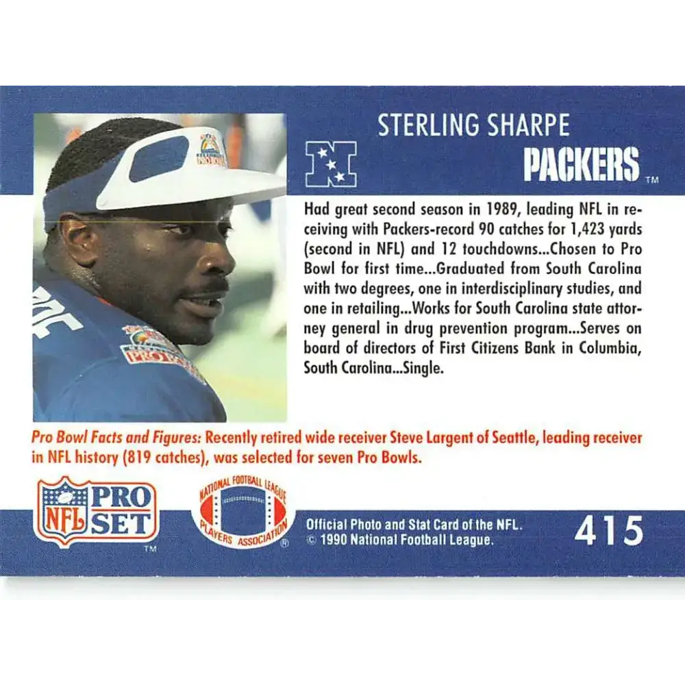 1990 Pro Set #415 Sterling Sharpe NM-MT Green Bay Packers Football Card - Football Card Single