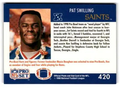 1990 Pro Set #420 Pat Swilling - Football Card Single