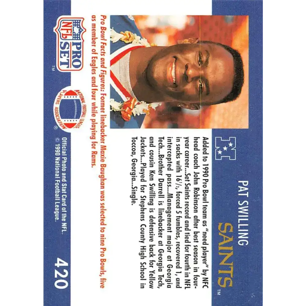1990 Pro Set #420 Pat Swilling NM-MT New Orleans Saints Football Card - Football Card Single