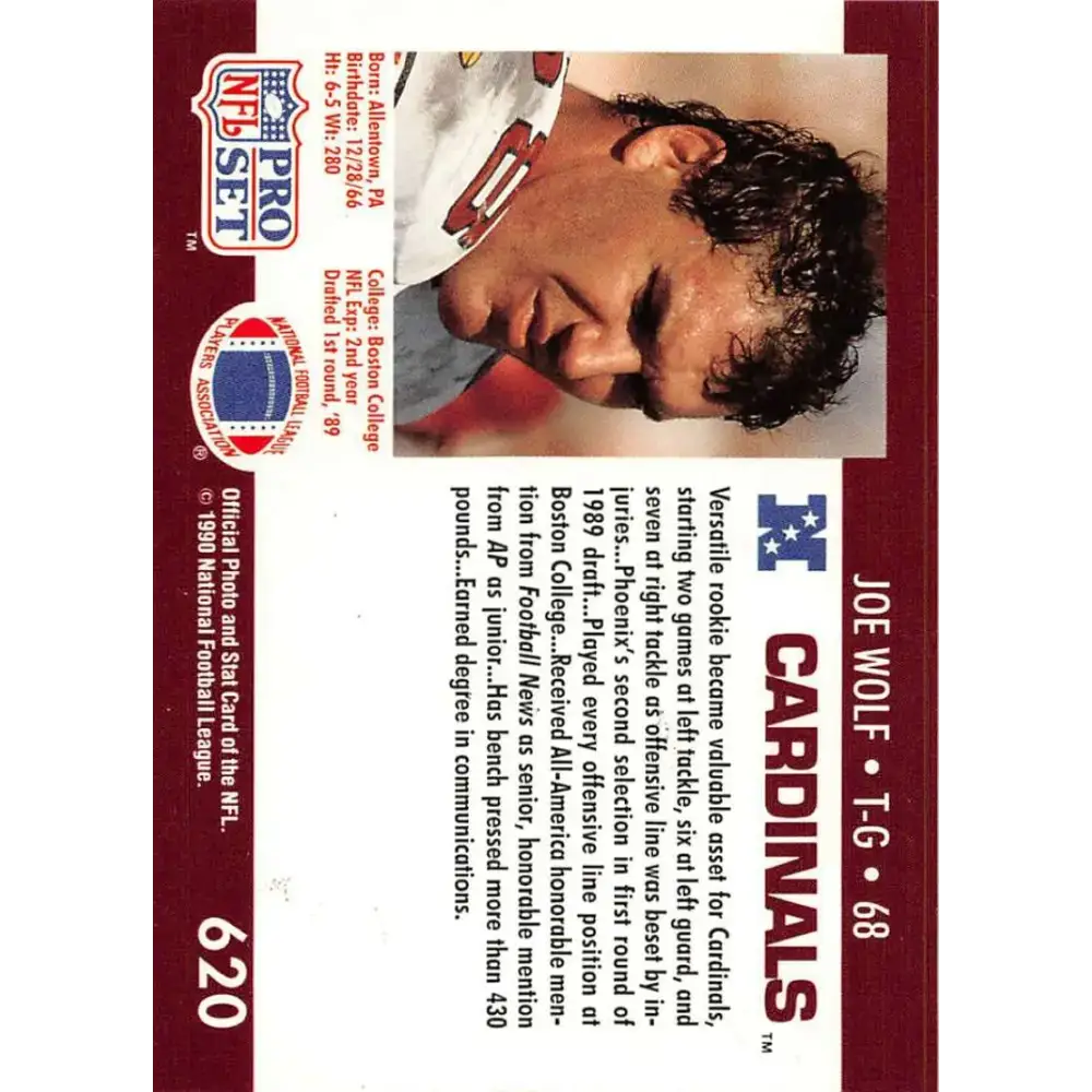 1990 Pro Set #620 Joe Wolf NM-MT Phoenix Cardinals Football Card - Football Card Single