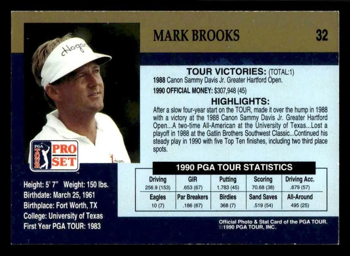 1990 Pro Set PGA Tour #32 Mark Brooks - Golf Card Single