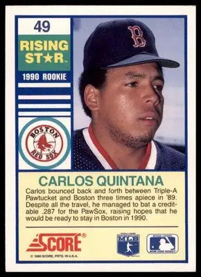 1990 Score 100 Rising Stars Carlos Quintana 49 Boston Red Sox NM - Baseball Card Single