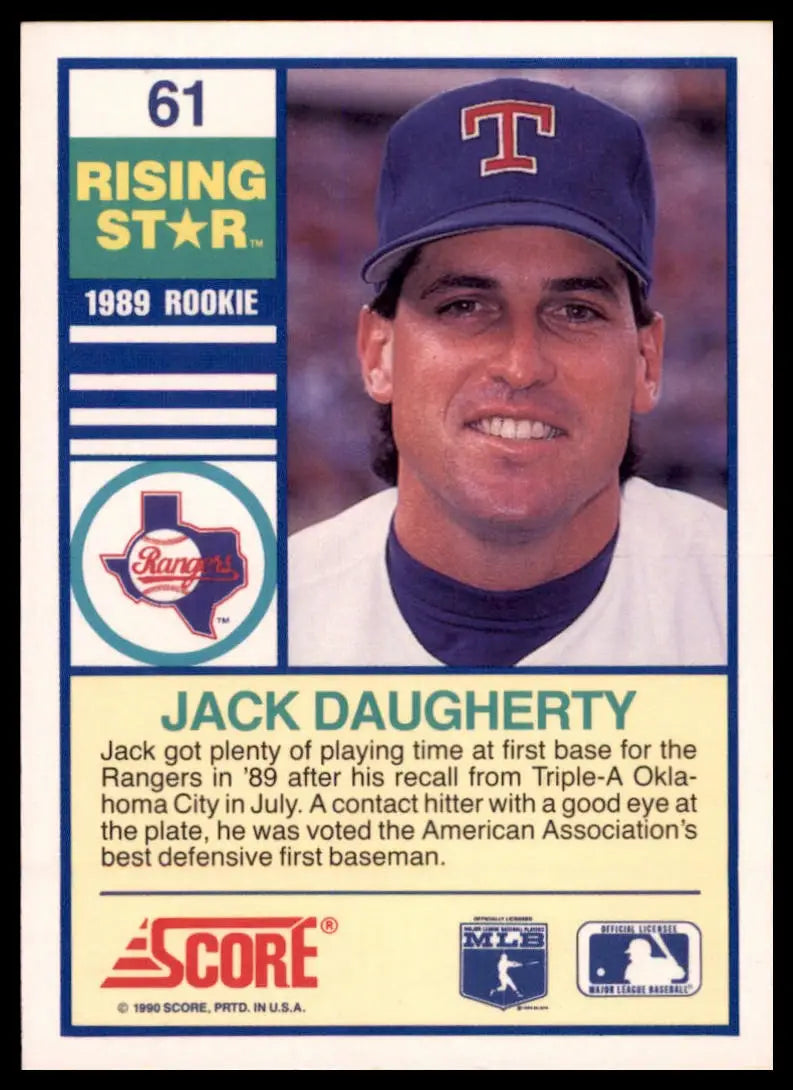1990 Score 100 Rising Stars Jack Daugherty 61 Texas Rangers NM - Baseball Card Single