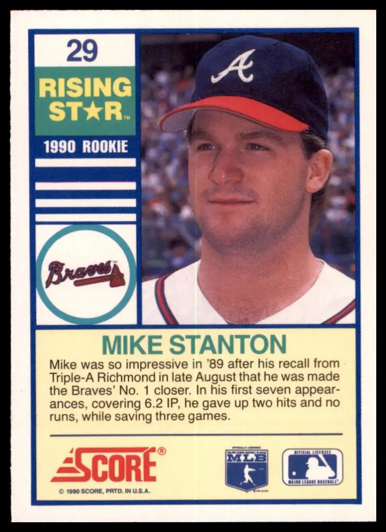 1990 Score 100 Rising Stars Mike Stanton 29 Atlanta Braves NM - Baseball Card Single