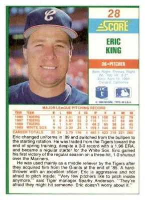 1990 Score #28 Eric King - Baseball Card Single