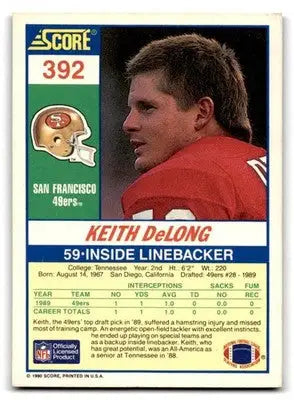1990 Score #392 Keith DeLong - Football Card Single