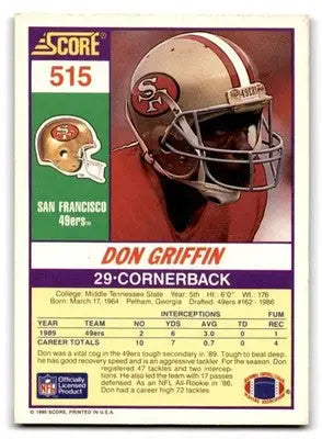 1990 Score #515 Don Griffin - Football Card Single