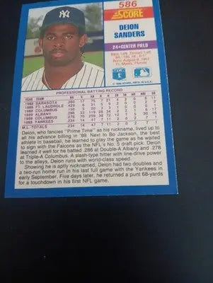 1990 Score - Deion Sanders #586 (RC). NY Yankees. EX+