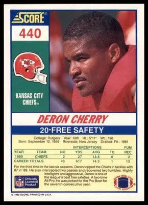 1990 Score Deron Cherry 440 Kansas City Chiefs - Football Card Single