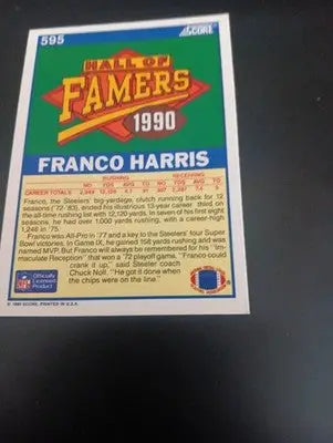 1990 Score - Hall of Famer Franco Harris #595. Pittsburgh Steelers. NRMT+